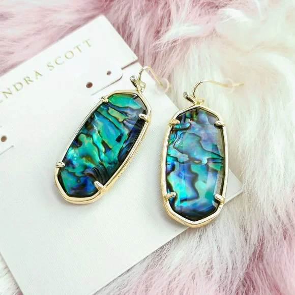 Kendra Scott Gold Faceted Elle Abalone Earrings - Picture 2 of 3